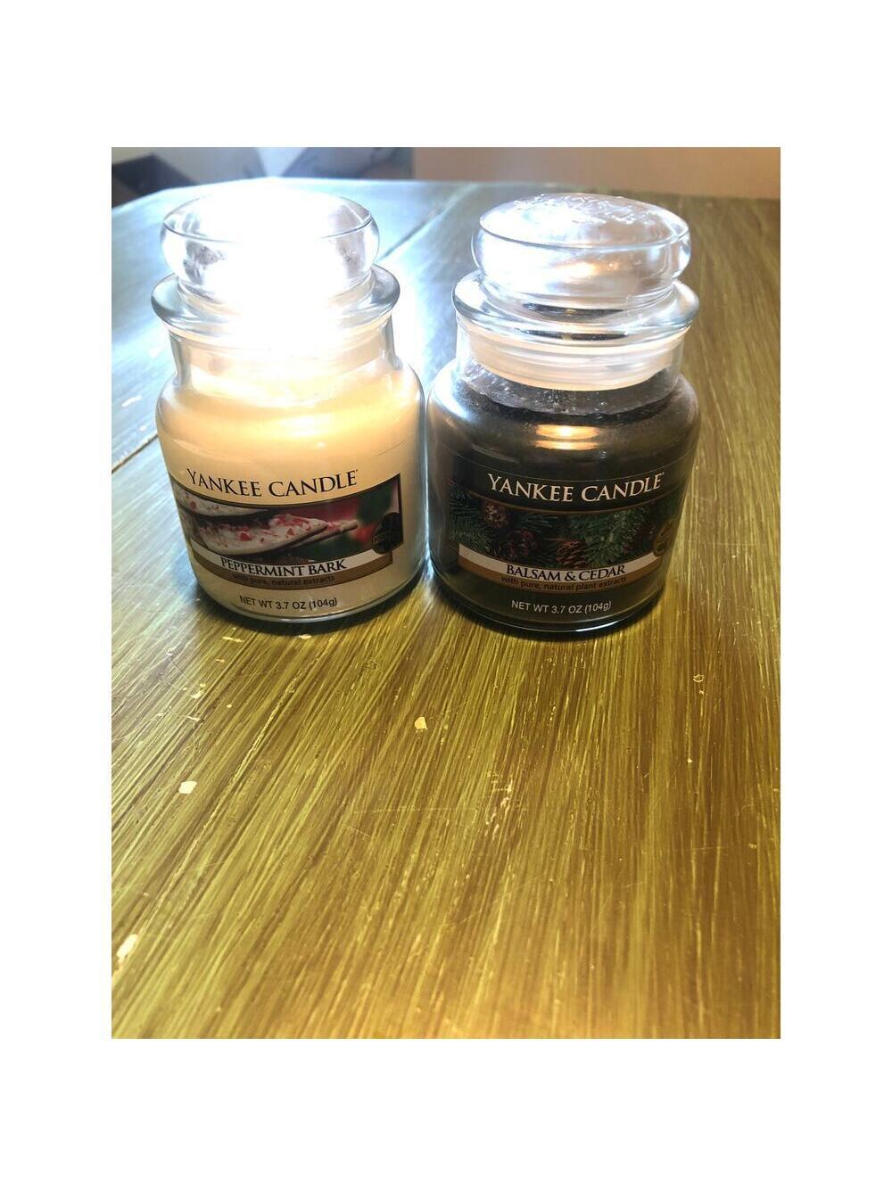 Yankee Candle NEW Peppermint Bark and Balsam & Cedar 3.7oz. Candles
